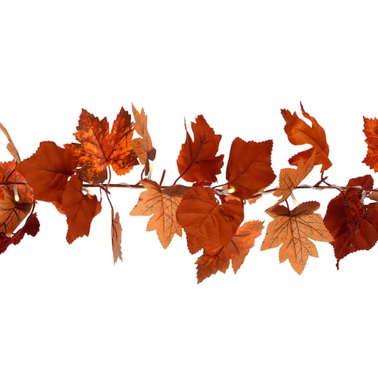20ct. Dark Orange Leaves Garland String Lights by Ashland®